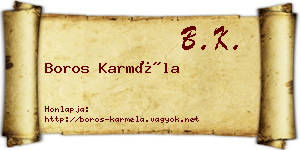 Boros Karméla névjegykártya